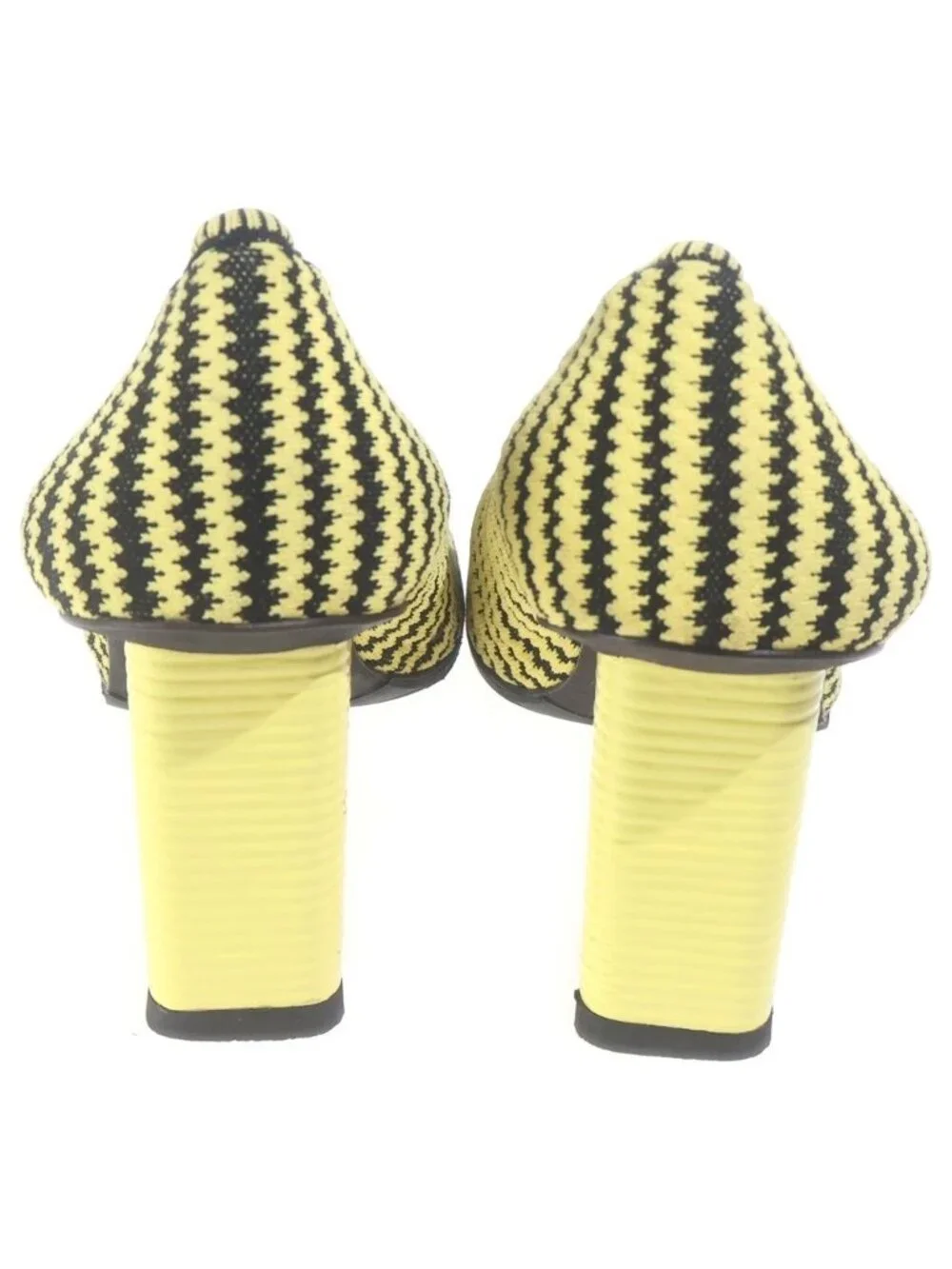 Celine Heels Knit Pumps Striped Yellow Black